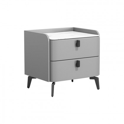 HMR Nightstand with 2-Drawer - Gray, Faux Leather