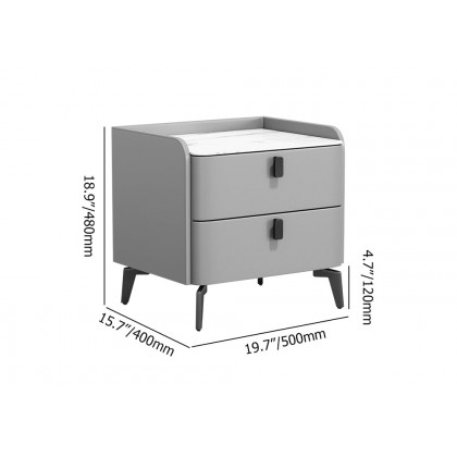 HMR Nightstand with 2-Drawer - Gray, Faux Leather
