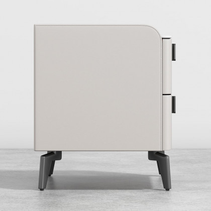 HMR Nightstand with 2-Drawer - White, Faux Leather