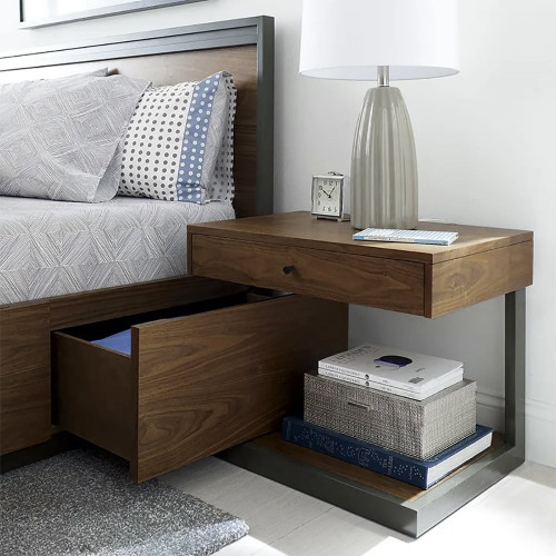 HMR - Nightstand with Drawer and Shelf in Walnut