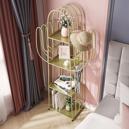 HMR - Nightstand Cactus Shape Shelf Metal in Gold