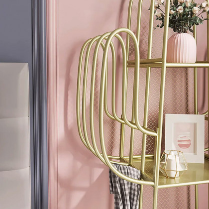 HMR - Nightstand Cactus Shape Shelf Metal in Gold