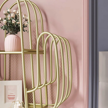 HMR - Nightstand Cactus Shape Shelf Metal in Gold
