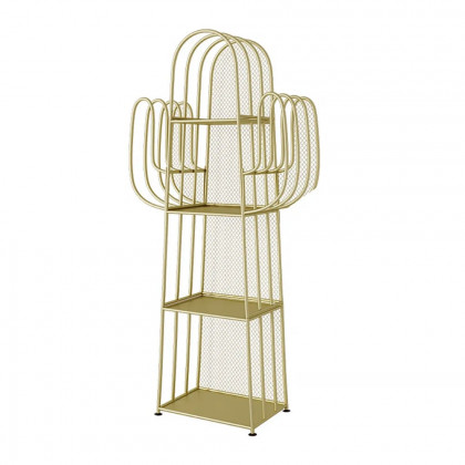 HMR - Nightstand Cactus Shape Shelf Metal in Gold