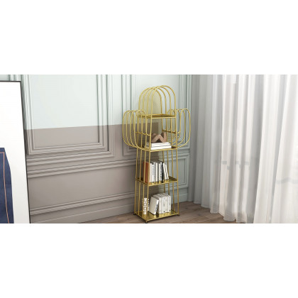 HMR - Nightstand Cactus Shape Shelf Metal in Gold