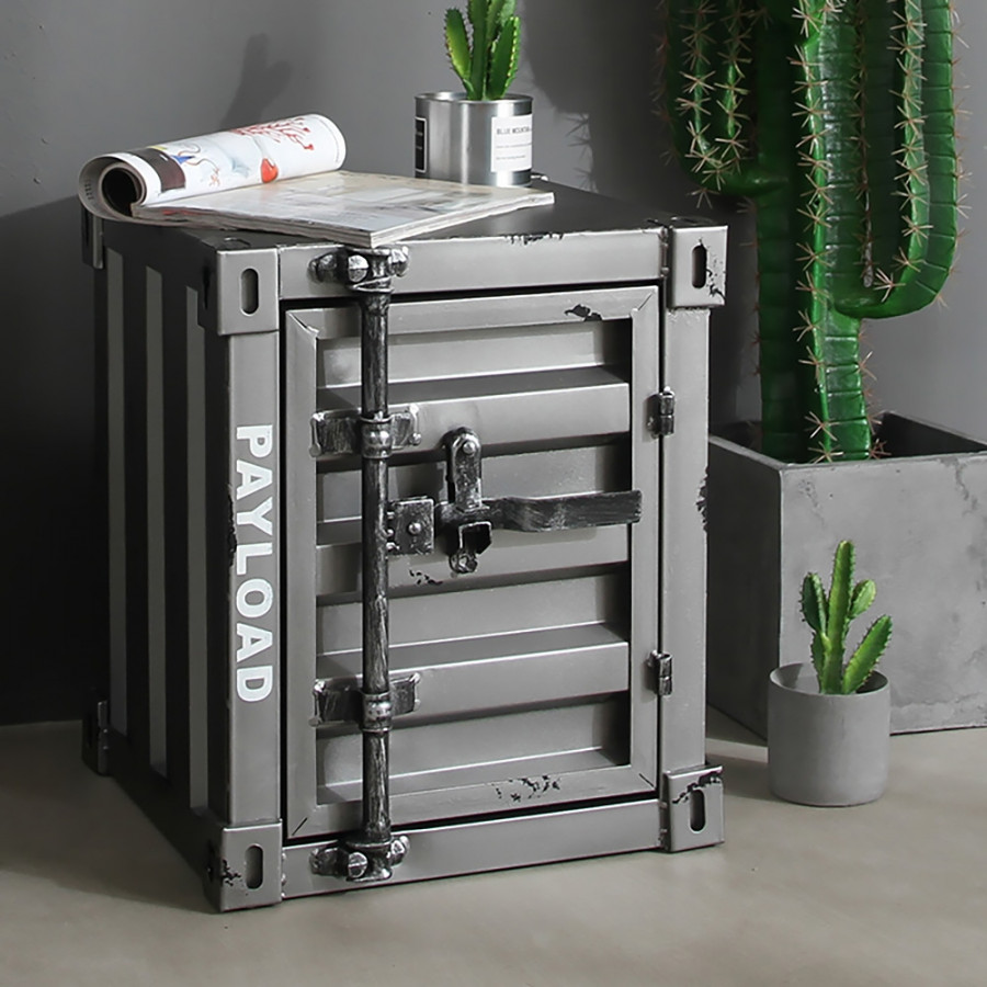 HMR Ctainer Series Industrial Nightstand with Storage/Shelf - Gray