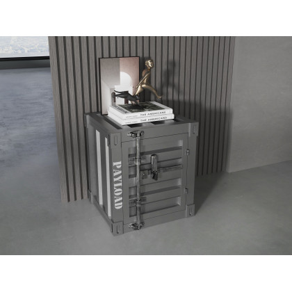 HMR Ctainer Series Industrial Nightstand with Storage/Shelf - Gray