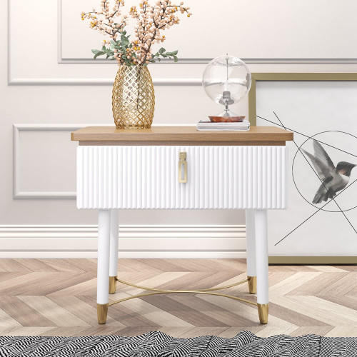 HMR - Contemporary Nightstand with Drawer in Wood