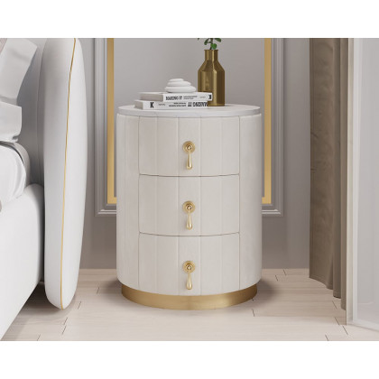 HMR - 3-Drawer Round Nightstand
