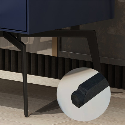 HMR - Modern Nightstand with Drawer and Metal Frame in Blue