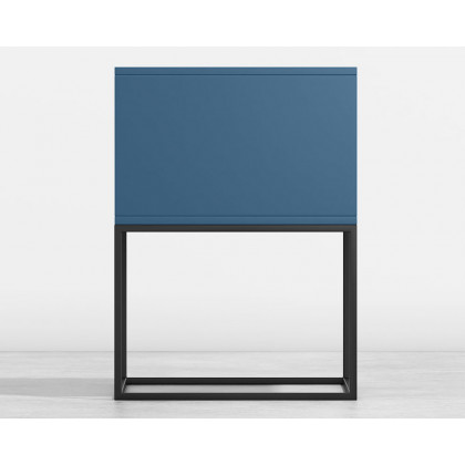 HMR Modern Nightstand with Drawer Bedside Table Metal Base - Blue