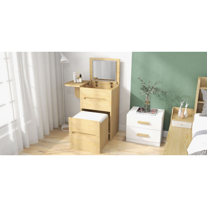 HMR - Square 2-Drawer Nightstand with USB Port Sensor in White