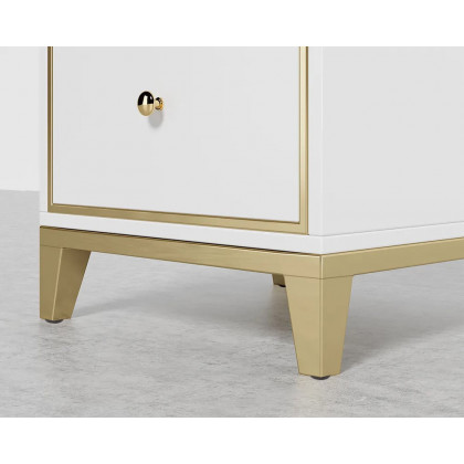 HMR - 2-Drawer Nightstand with Gold Legs in White