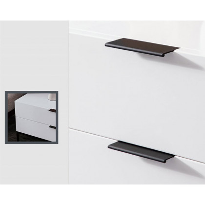 HMR - Minimalist Wooden Nightstand with 2 Drawers in White