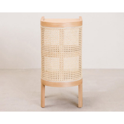 HMR Semi-Circle Nightstand with Open Shelves - Natural, Wood/Rattan