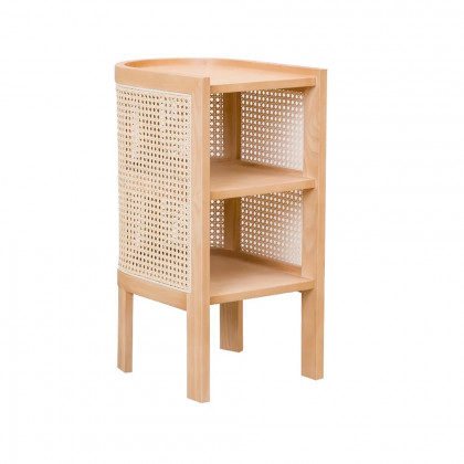 HMR Semi-Circle Nightstand with Open Shelves - Natural, Wood/Rattan