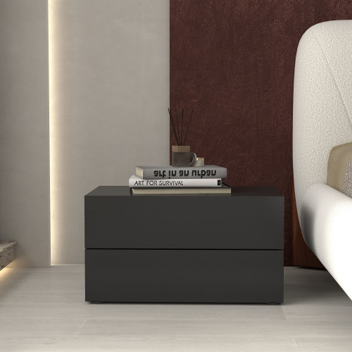 HMR - 24" Minimalist 2-Drawer Nightstand in Black