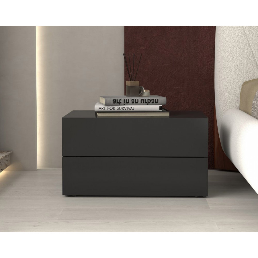 HMR - 24" Minimalist 2-Drawer Nightstand in Black