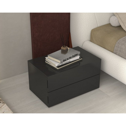 HMR - 24" Minimalist 2-Drawer Nightstand in Black