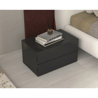 HMR - 24" Minimalist 2-Drawer Nightstand in Black
