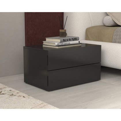 HMR - 24" Minimalist 2-Drawer Nightstand in Black