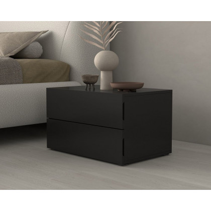 HMR - 24" Minimalist 2-Drawer Nightstand in Black