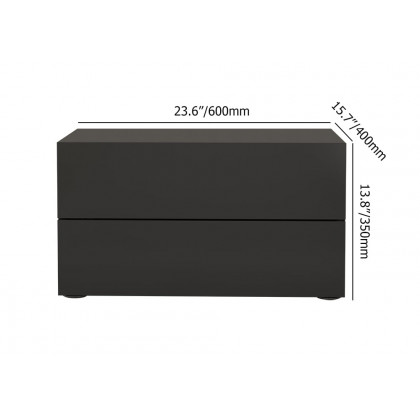 HMR - 24" Minimalist 2-Drawer Nightstand in Black