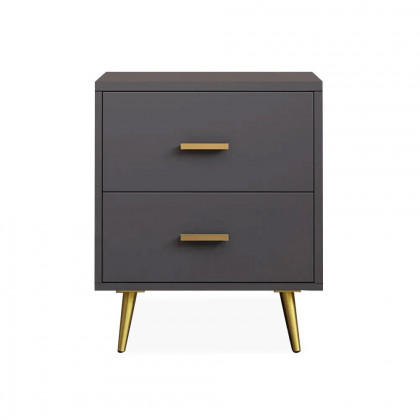 HMR Modern Nightstand with Gold Legs - Gray
