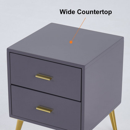 HMR Modern Nightstand with Gold Legs - Gray