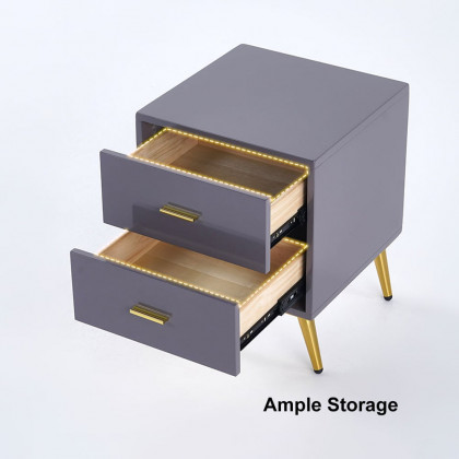 HMR Modern Nightstand with Gold Legs - Gray