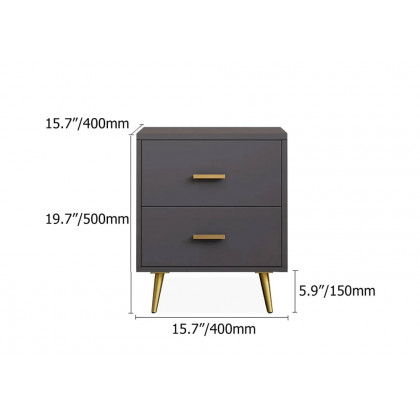 HMR Modern Nightstand with Gold Legs - Gray