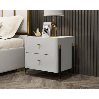 HMR - 2-Drawer Nightstand with Sintered Stone Top in Gray