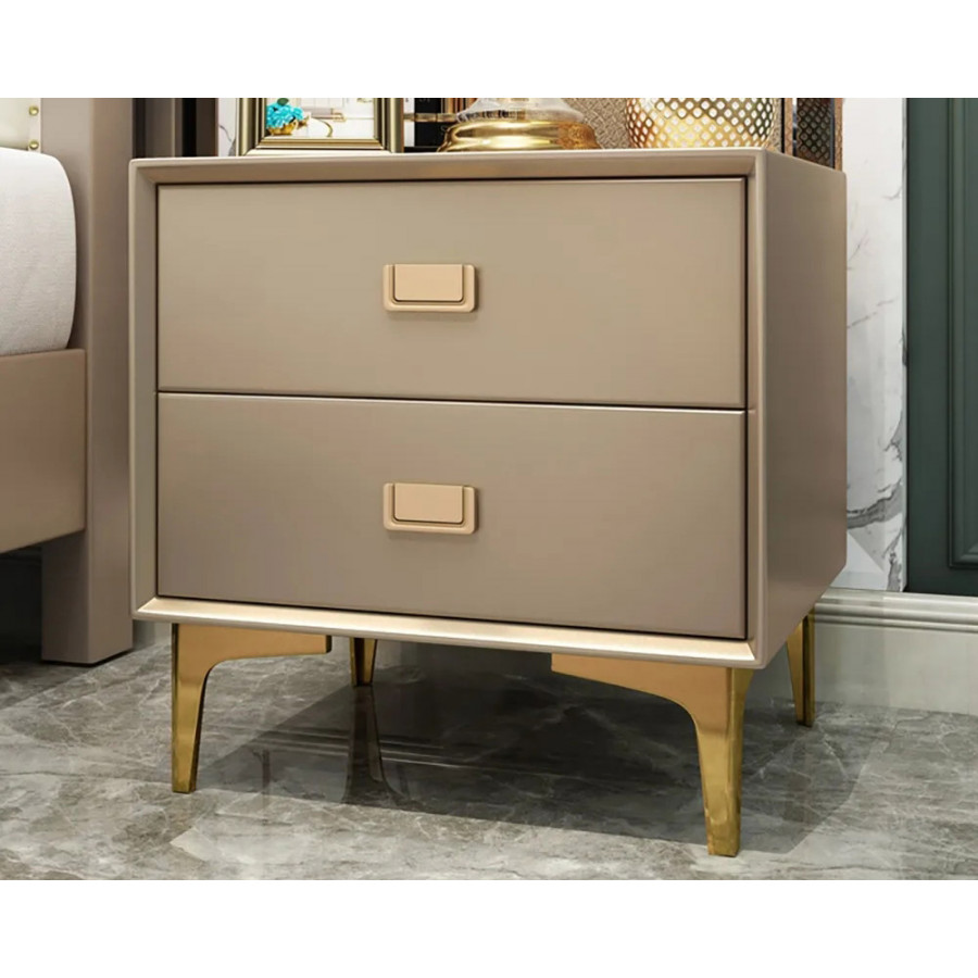 HMR Modern 2-Drawer Nightstand - Champagne/Gold