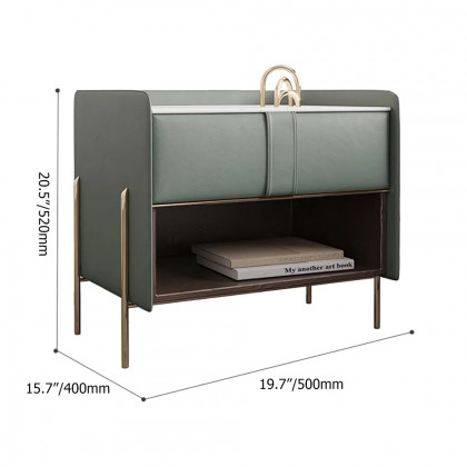 HMR Modern Nightstand with Charger & Light - Green, Sintered Stone