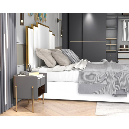 HMR - Modern Nightstand with Charger & Light