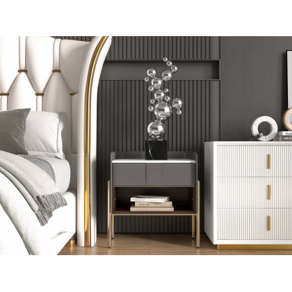 HMR - Modern Nightstand with Charger & Light