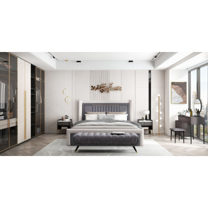 HMR - Modern Nightstand with Charger & Light