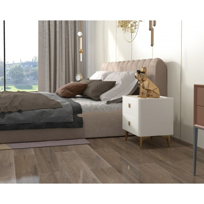 HMR - 2-Drawer Nightstand with Sintered Stone Top in Off-White