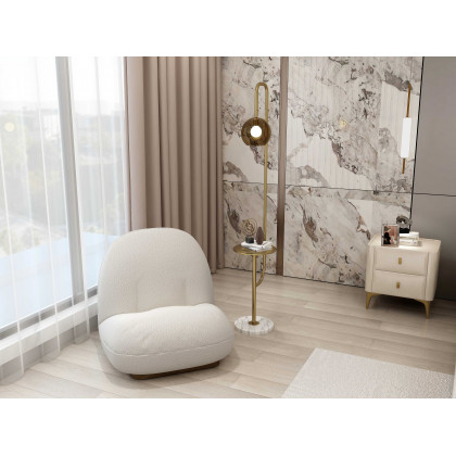 HMR - 2-Drawer Nightstand with Sintered Stone Top in Off-White