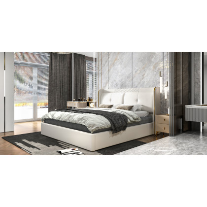 HMR - 2-Drawer Nightstand with Sintered Stone Top in Off-White