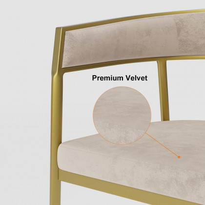 HMR Modern Dining Chair with Upholstered Curved Back - Beige, Velvet