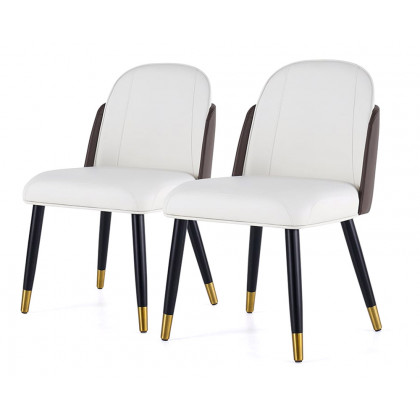 HMR Modern Dining Chairs with PU Leather Upholstery (Set of 2) - Warm White