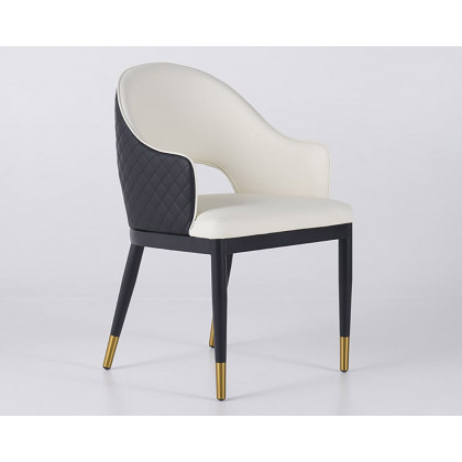 HMR Modern Dining Chair with PU Leather Upholstery (Set of 2) - White/Black