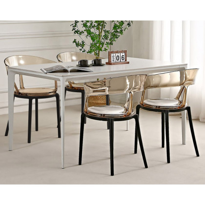 HMR Modern Acrylic Dining Chairs - Amber