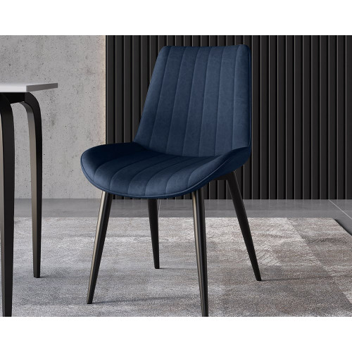 HMR Modern Dining Chairs with PU Leather Upholstery (Set of 2) - Blue