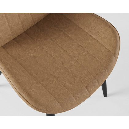 HMR Modern Dining Chairs with PU Leather Upholstery (Set of 2) - Brown