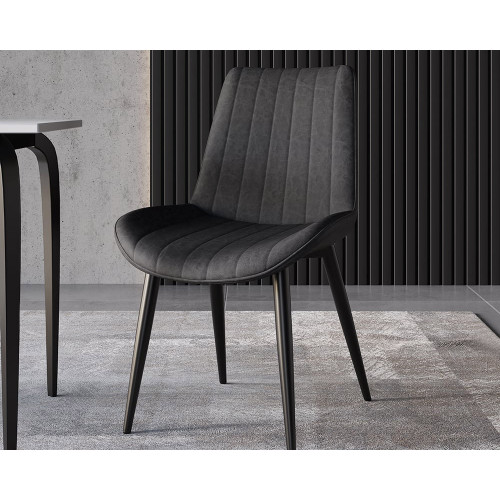 HMR - Modern Dining Chairs with PU Leather Upholstery Set of 2