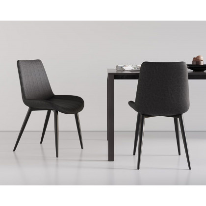 HMR - Modern Dining Chairs with PU Leather Upholstery Set of 2