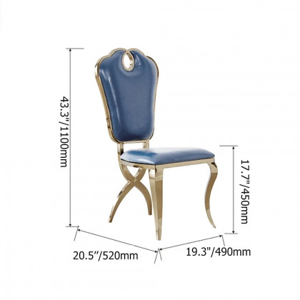 HMR - Modern Upholstered Dining Chair with Golden Frame (Set of 2) in Blue