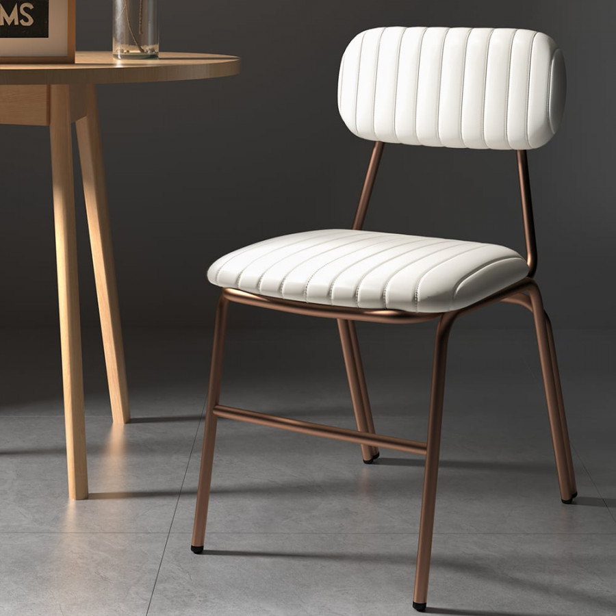HMR Modern Dining Chairs with Faux Leather Upholstery (Set of 2) - White